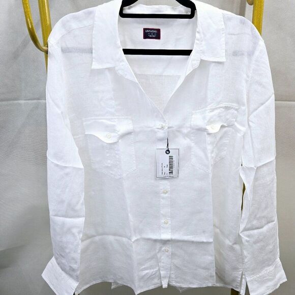 NWT UNTUCKit VITORIA 100% LINEN RELAXED FIT WHITE BUTTON FRONT SHIRT SIZE 18 - Picture 3 of 10